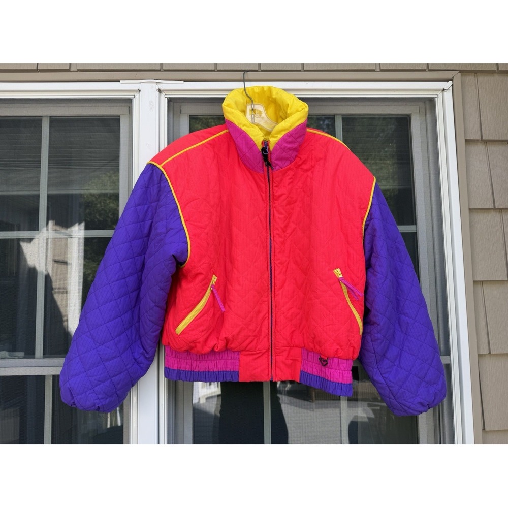 Vintage 80s/90s Sport Obermeyer Colorblock Ski Jacket Juniors 10 Neon